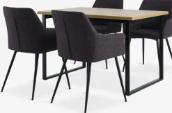 AABENRAA + PURHUSAABENRAA L120 table coloris chêne + 4 PURHUS chaises gris