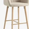 ADSLEVChaise de bar ADSLEV tissu beige/coloris chêne naturel
