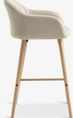 ADSLEVChaise de bar ADSLEV tissu beige/coloris chêne naturel