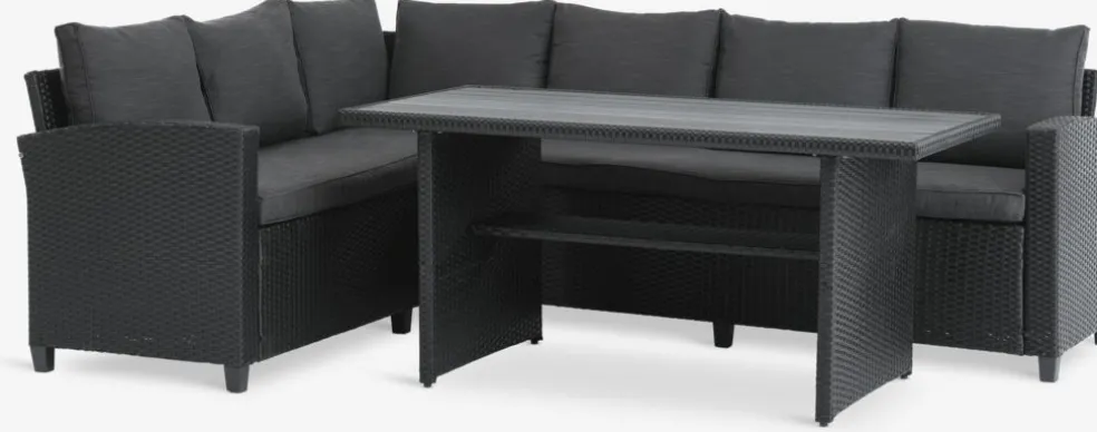AGERMOSEEnsemble lounge AGERMOSE 6 personnes a/rangement noir
