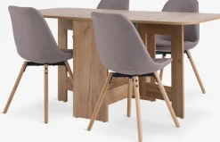 ALLING + KASTRUPALLING L100/163 table coloris chêne +4 KASTRUP chaises sable