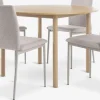 ALSTED + BRANDEALSTED Ø120 table chêne naturel + 4 BRANDE chaises beige