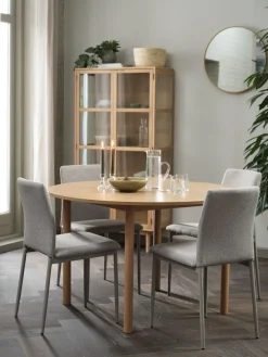 ALSTED + BRANDEALSTED Ø120 table chêne naturel + 4 BRANDE chaises beige