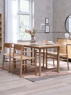 ALSTED + ISLEVALSTED L160 table colo. chêne + 4 ISLEV chaises a/accoudoirs