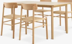 ALSTED + ISLEVALSTED L160 table col. chêne + 4 ISLEV chaises ss accoudoirs