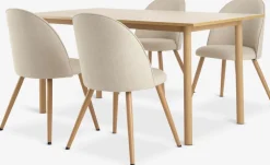 ALSTED + THORUPALSTED L160 table coloris chêne + 4 THORUP chaises beige