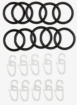 Anneau rideau a/crochet 10pcs/pqt noir