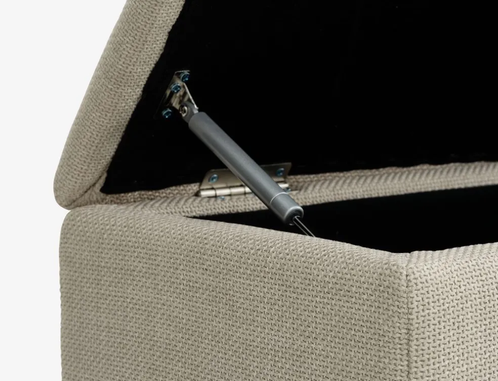 BADSTEDBanc BADSTED a/rangement tissu beige/coloris chêne