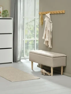 BADSTEDBanc BADSTED a/rangement tissu beige/coloris chêne