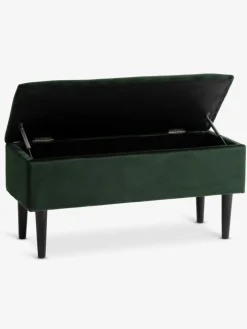BADSTEDBanc BADSTED a/rangement velours vert foncé/noir