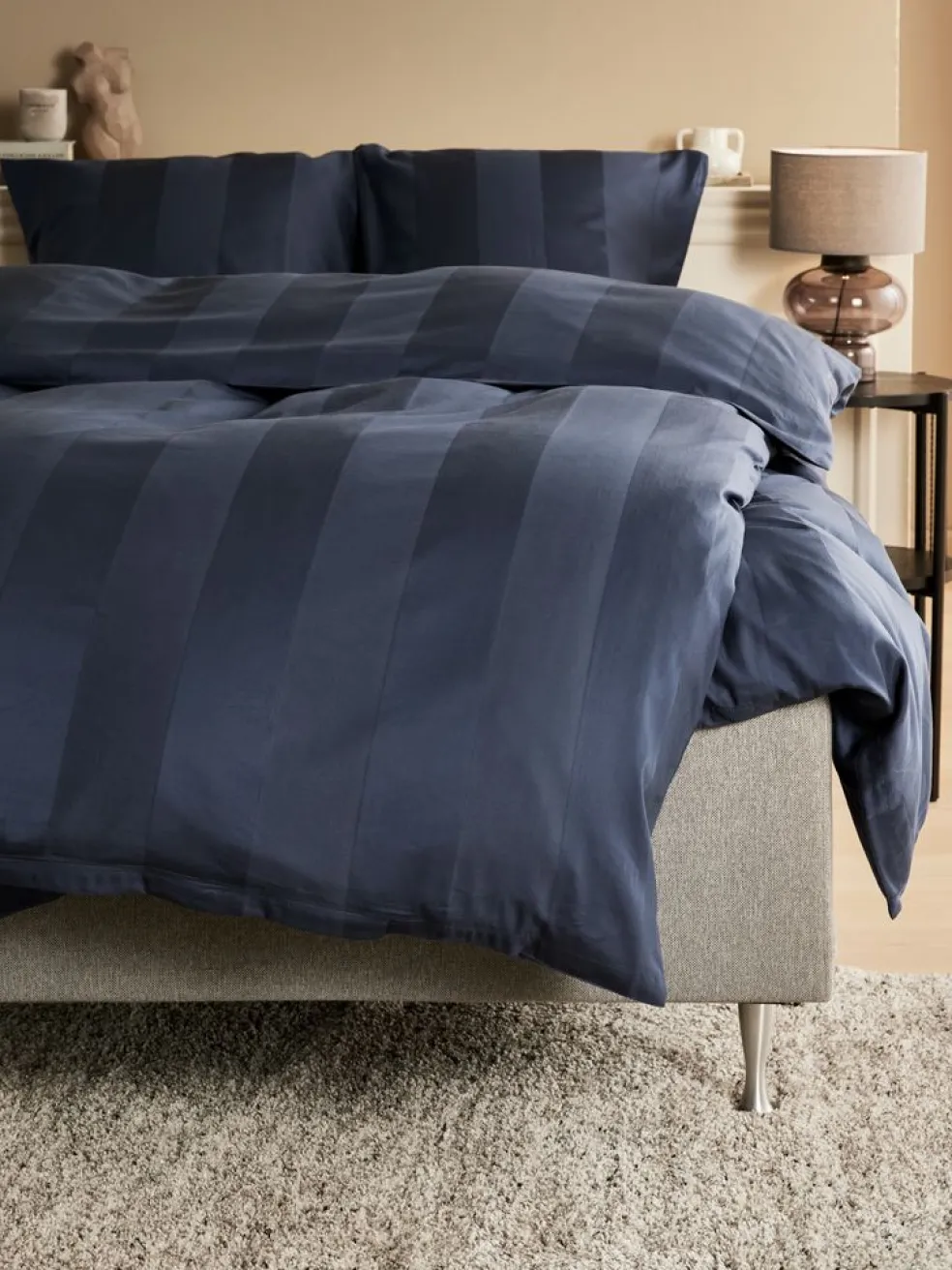 BARBOGoldParure de lit Satin BARBO 240x220 bleu foncé