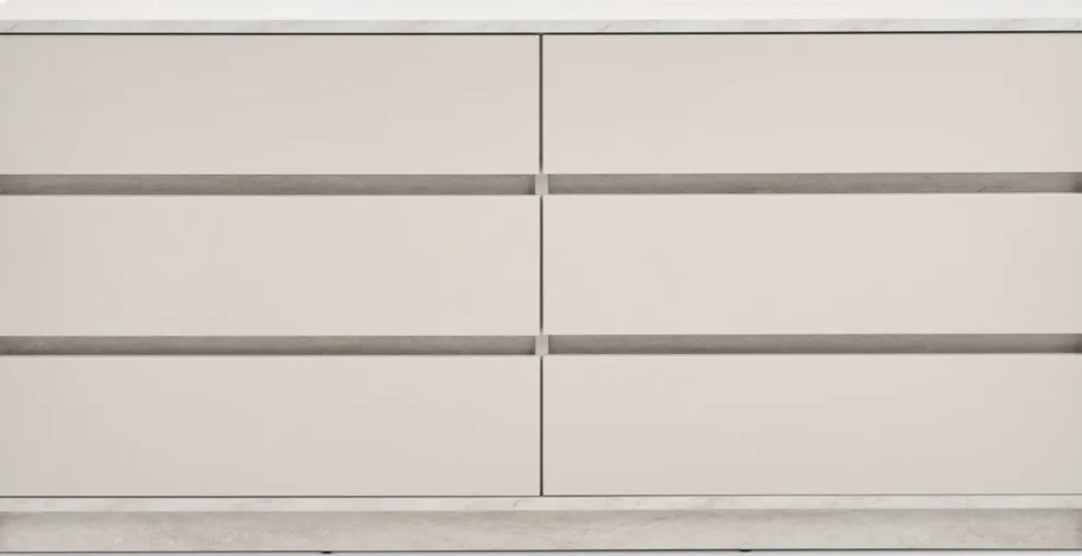 BILLUNDCommode 3+3 tiroirs BILLUND coloris travertin/beige