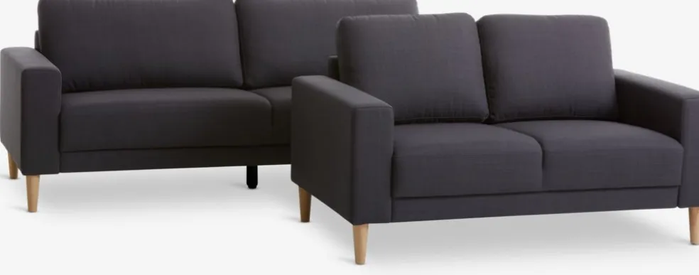 EGENSEEnsemble de canapés EGENSE 2 pièces tissu gris foncé
