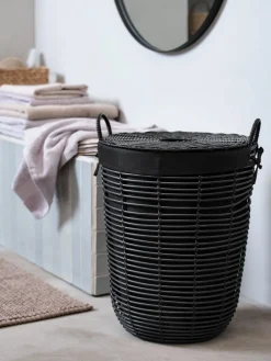 ELIFPanier à linge ELIF Ø40xH56cm noir a/couvercle