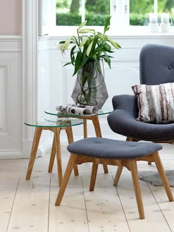 FALSLEDTables gigognes FALSLED Ø50/40 verre/chêne naturel 2 pièces