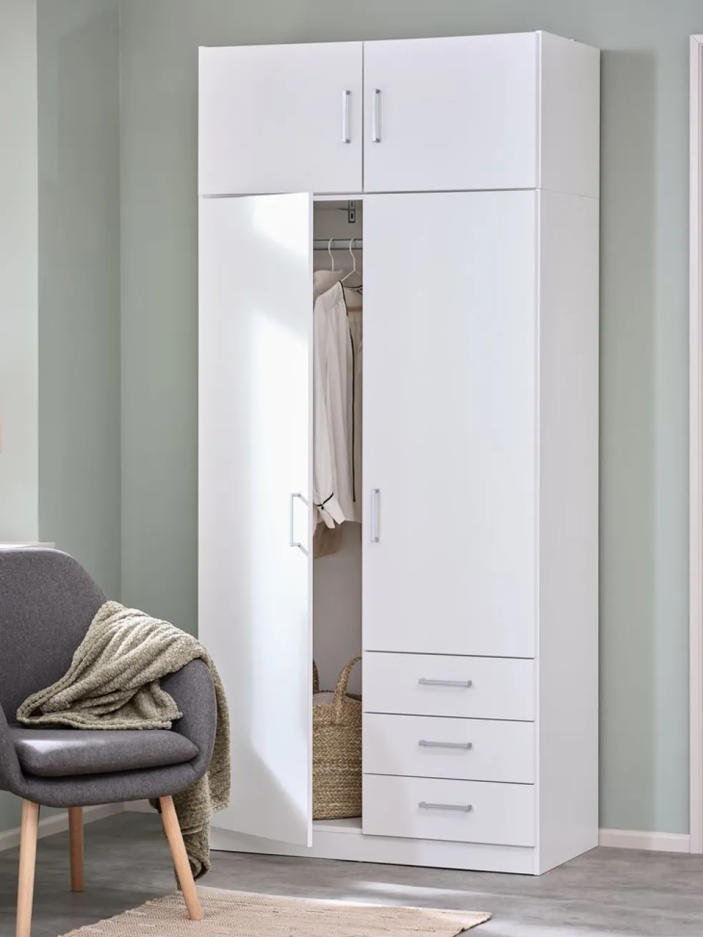 FANDRUPArmoire FANDRUP 97x176 2 portes 3 tiroirs blanc