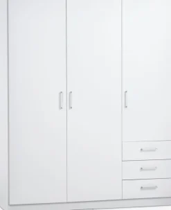 FANDRUPArmoire FANDRUP 145x176 3 portes 3 tiroirs blanc
