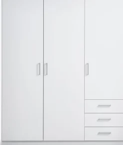 FANDRUPArmoire FANDRUP 145x176 3 portes 3 tiroirs blanc