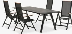 FAUSING + BREDSTENFAUSING L220 table + 4 BREDSTEN chaises noir