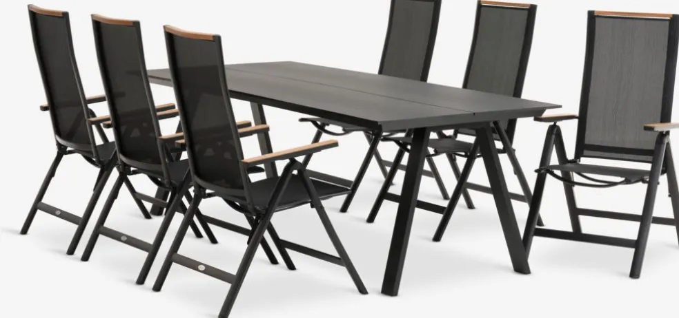 FAUSING + BREDSTENFAUSING L220 table + 4 BREDSTEN chaises noir