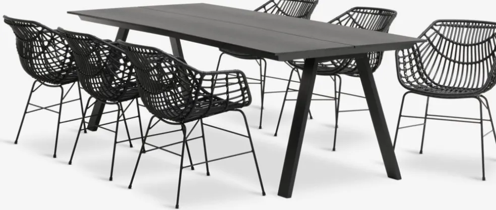 FAUSING + ILDERHUSEFAUSING L220 table + 4 ILDERHUSE chaises noir