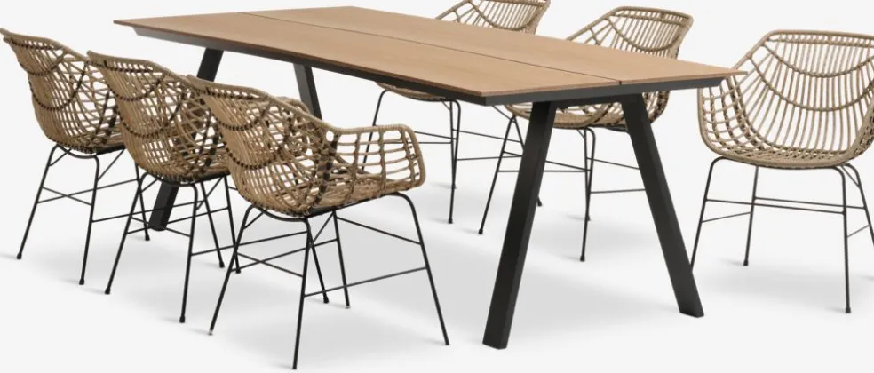 FAUSING + ILDERHUSEFAUSING L220 table + 4 ILDERHUSE chaises naturel