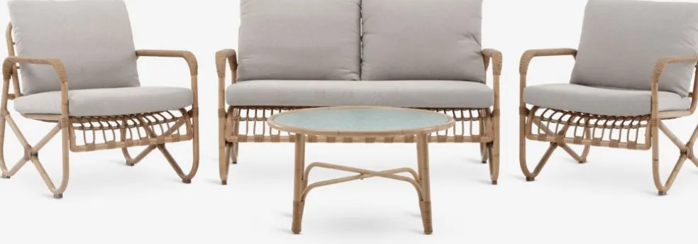FJANDEnsemble lounge FJAND 4 personnes bambou naturel