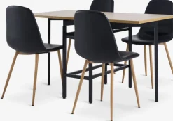 FOLDINGBRO + JONSTRUPFOLDINGBRO L130 table coloris chêne +4 JONSTRUP chaises noir
