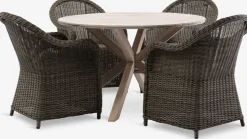 FUGLSAND + GAMMELBYFUGLSAND Ø120 table bois dur + 4 GAMMELBY chaise gris