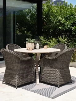 FUGLSAND + GAMMELBYFUGLSAND Ø120 table bois dur + 4 GAMMELBY chaise gris