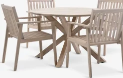 FUGLSAND + RADSTEDFUGLSAND Ø120 + 4 RADSTED chaises acacia massif