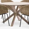 FUGLSAND + TUERNEFUGLSAND Ø120 table acacia + 4 TUERNE chaises naturel