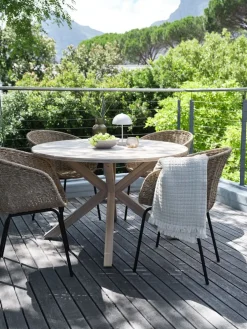 FUGLSAND + TUERNEFUGLSAND Ø120 table acacia + 4 TUERNE chaises naturel
