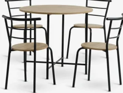 GADSTRUPGADSTRUP Ø85 table + 4 GADSTRUP chaises noir/coloris chêne