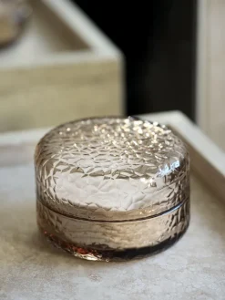 GENEVADBoîte de rangement GENEVAD Ø10xH6cm verre brun