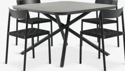 GOTHENBURG + HAGLEBUGOTHENBURG L120 table gris + 4 HAGLEBU chaises noir