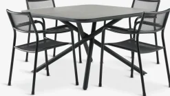 GOTHENBURG + HEMSEDALGOTHENBURG L120 table gris + 4 HEMSEDAL chaises noir