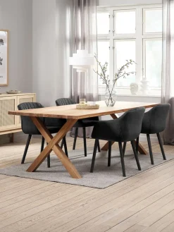 GRIBSKOV + ADSLEVGRIBSKOV L230 table chêne nat. + 4 ADSLEV chaises anthracite