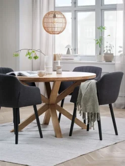 GRIBSKOV + ADSLEVGRIBSKOV Ø120 table chêne nat. + 4 ADSLEV chaises anthracite