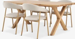 GRIBSKOV + EJSINGGRIBSKOV L180 table chêne naturel + 4 EJSING chaises beige