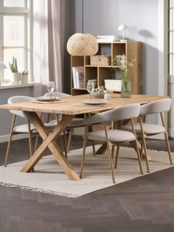 GRIBSKOV + EJSINGGRIBSKOV L180 table chêne naturel + 4 EJSING chaises beige