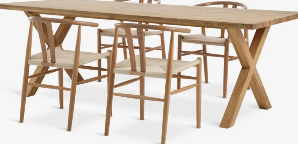 GRIBSKOV + GUDERUPGRIBSKOV L230 table chêne naturel + 4 GUDERUP chaises chêne