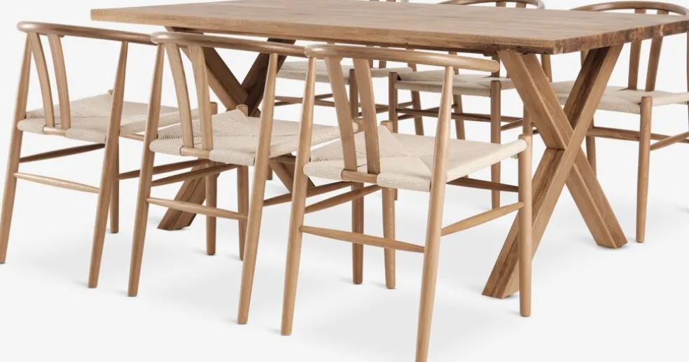 GRIBSKOV + GUDERUPGRIBSKOV L230 table chêne naturel + 4 GUDERUP chaises chêne