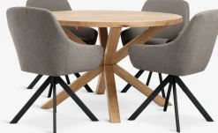 GRIBSKOV + ROSTRUPGRIBSKOV Ø120 table chêne naturel + 4 ROSTRUP chaises sable