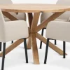 GRIBSKOV + SOTTRUPGRIBSKOV Ø120 table chêne naturel + 4 SOTTRUP chaises beige