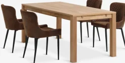 HAGE + PEBRINGEHAGE L190 table chêne naturel + 4 PEBRINGE chaises brun/noir