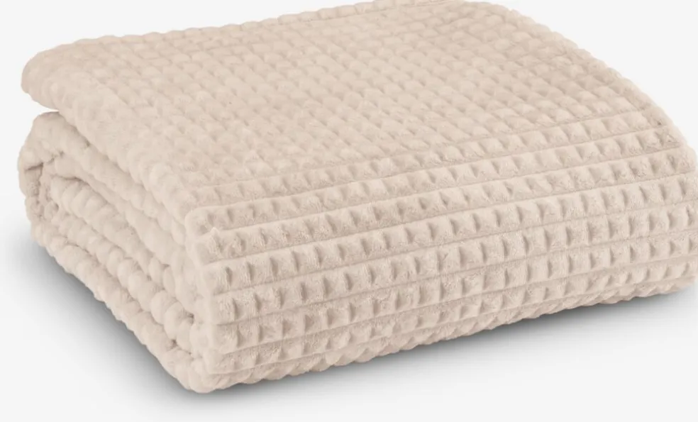 HAGTORNPlaid polaire HAGTORN 140x200 beige