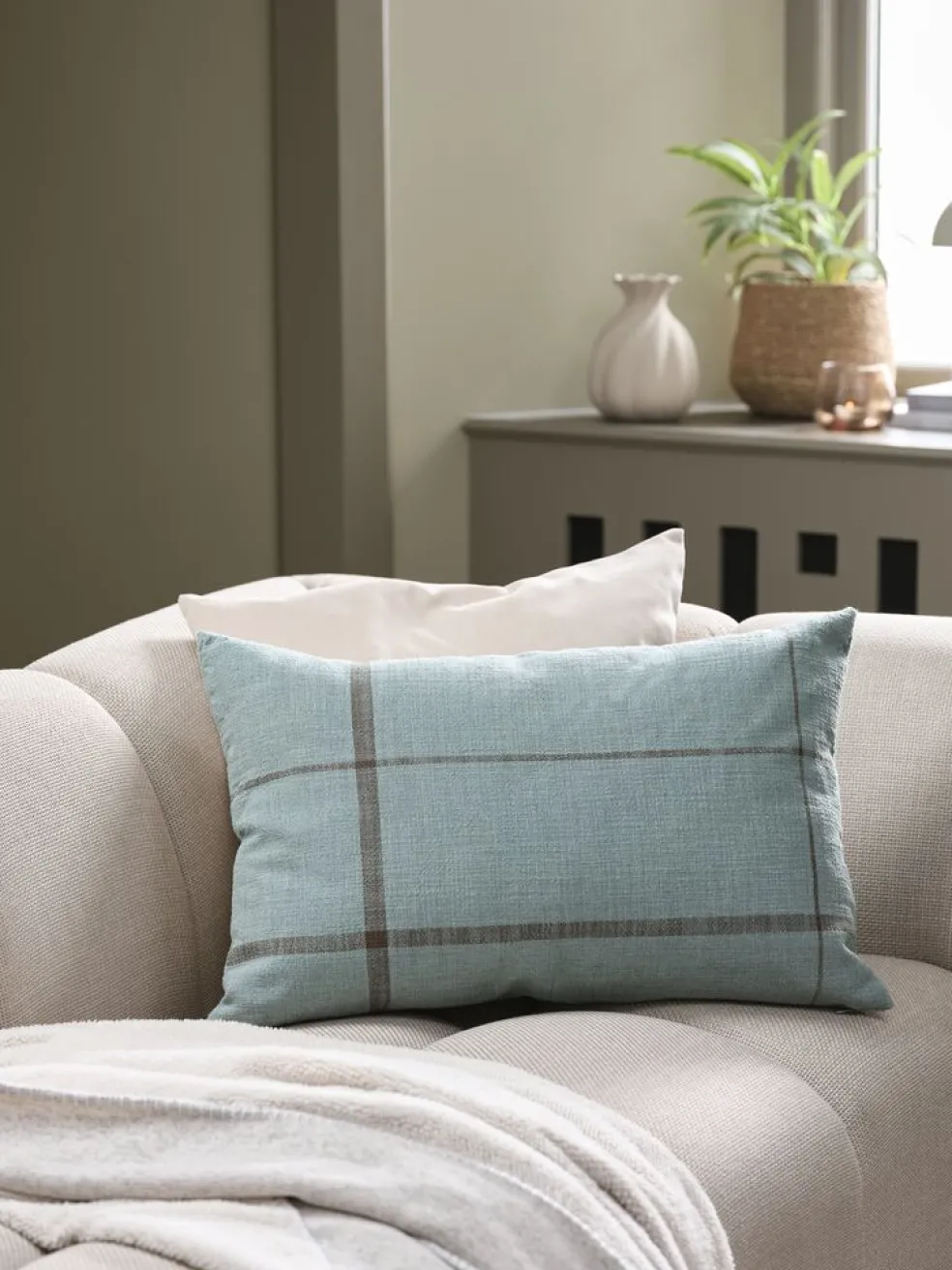 HALLONCoussin HALLON 40x60 bleu poudré/brun