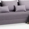 HAMPENCanapé convertible méridienne HAMPEN tissu gris/coloris chê.