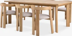 HARESKOV + BOVRUPHARESKOV L200 table coloris chêne naturel + 4 BOVRUP chaises